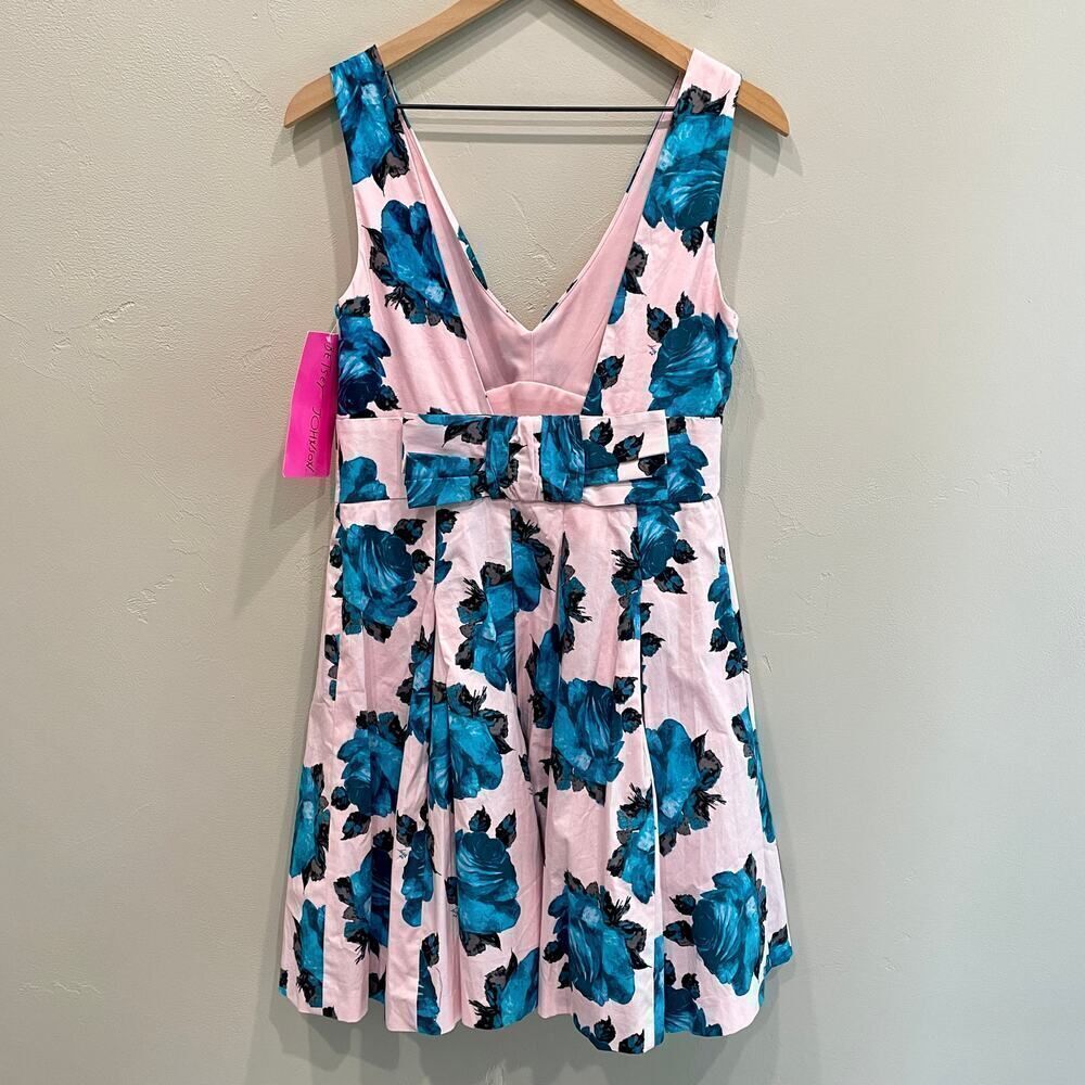 NWT Betsey Johnson Petal Blue Floral Pink Mini Dress - Size: 10 - Picture 4 of 13